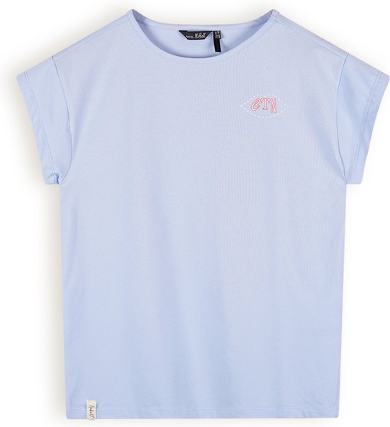 T-shirt Filles avec bouton - Kasis - Bleu satiné