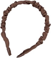 Diadeem - haarband van stof - taupe/zachtbruin - dunne haarband - kinderen/meisjes/dames - gerimpeld