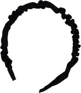 Diadeem - haarband van stof - zwart (mat) - dunne haarband - kinderen/meisjes/dames - gerimpeld