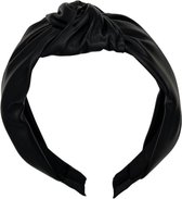 Diadeem - haarband van imitatieleer (glanzend) - zwart met knoop