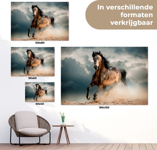 Tuinposter - Tuindoek - Tuinposters buiten - Paard - Dieren - Bruin - Natuur - 120x80 cm - Tuin