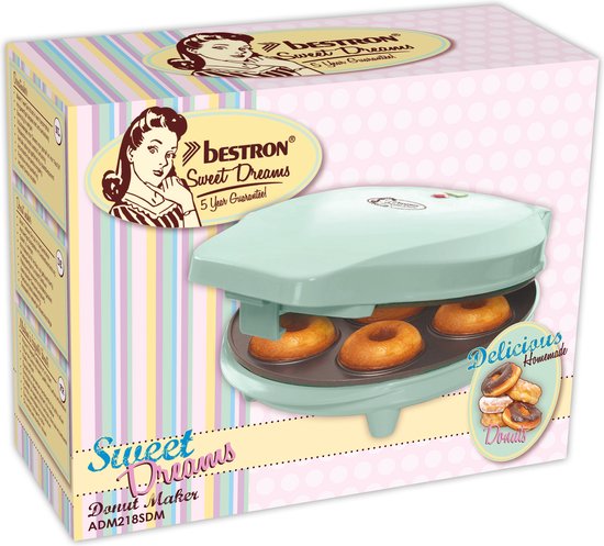Bestron Donutmaker - ADM218SDM - Mini donutmaker - 700W - 7 donuts - Mint - 5 jaar garantie van Bestron — afbeelding 4