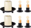 Kandelaar zwart (6-delige set), 2 kaarsenborden voor stompkaarsen, 4 kaarsenhouders voor staafkaarsen, metalen houder voor bruiloft, tafeldecoratie, Kerstmis, woonkamer, adventskrans