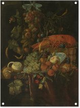 Tuinschilderij Stilleven met vruchten en een kreeft - Schilderij van Jan Davidsz. de Heem - 60x80 cm - Tuinposter - Tuindoek - Buitenposter