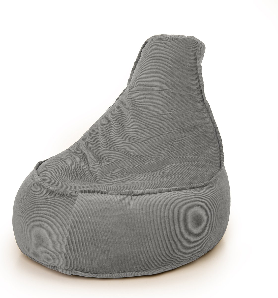 Drop & Sit - zitzak/stoel - trendy rib (corduroy) - grijs - Noa JR - 100 Liter