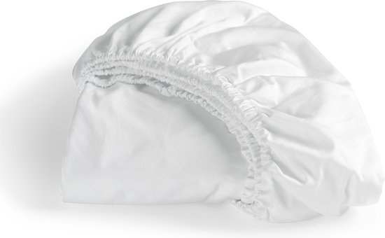 Dimanches de Cinderella - Hoeslaken (jusqu'à 35 cm) - Satin - 90x210 cm - White