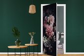 Sticker de porte Fleurs - Vintage - Pastel - Rose - Wit - 80x205 cm - Poster de porte