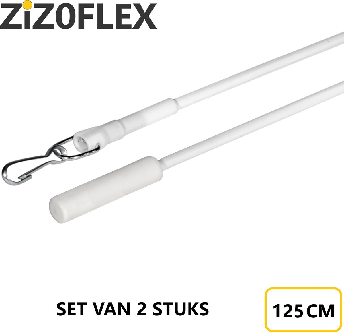 ZIZOFLEX gordijn trekstang - 2 STUKS - 125 cm - METAAL - WIT