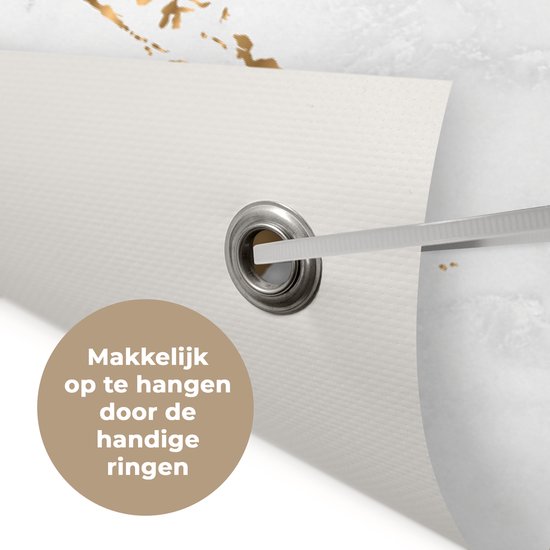 Tuinposter 60x40 cm - Tuindecoratie Wereldkaart - Goud - Marmerlook - Luxe - Design - Poster voor in de tuin - Buiten decoratie - Schutting tuinschilderij - Tuindoek muurdecoratie - Wanddecoratie balkondoek