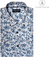 Chris Cayne heren overhemd - blouse heren - 1214 - blauw/wit print - korte mouwen - maat XXL