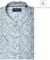 Chris Cayne heren overhemd - blouse heren - 1222 - wit/groen/blauw print - korte mouwen - maat L