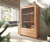 Vitrinekast Live Edge acacia natuur 120x190 cm 2 deuren 4 laden Massief highboard