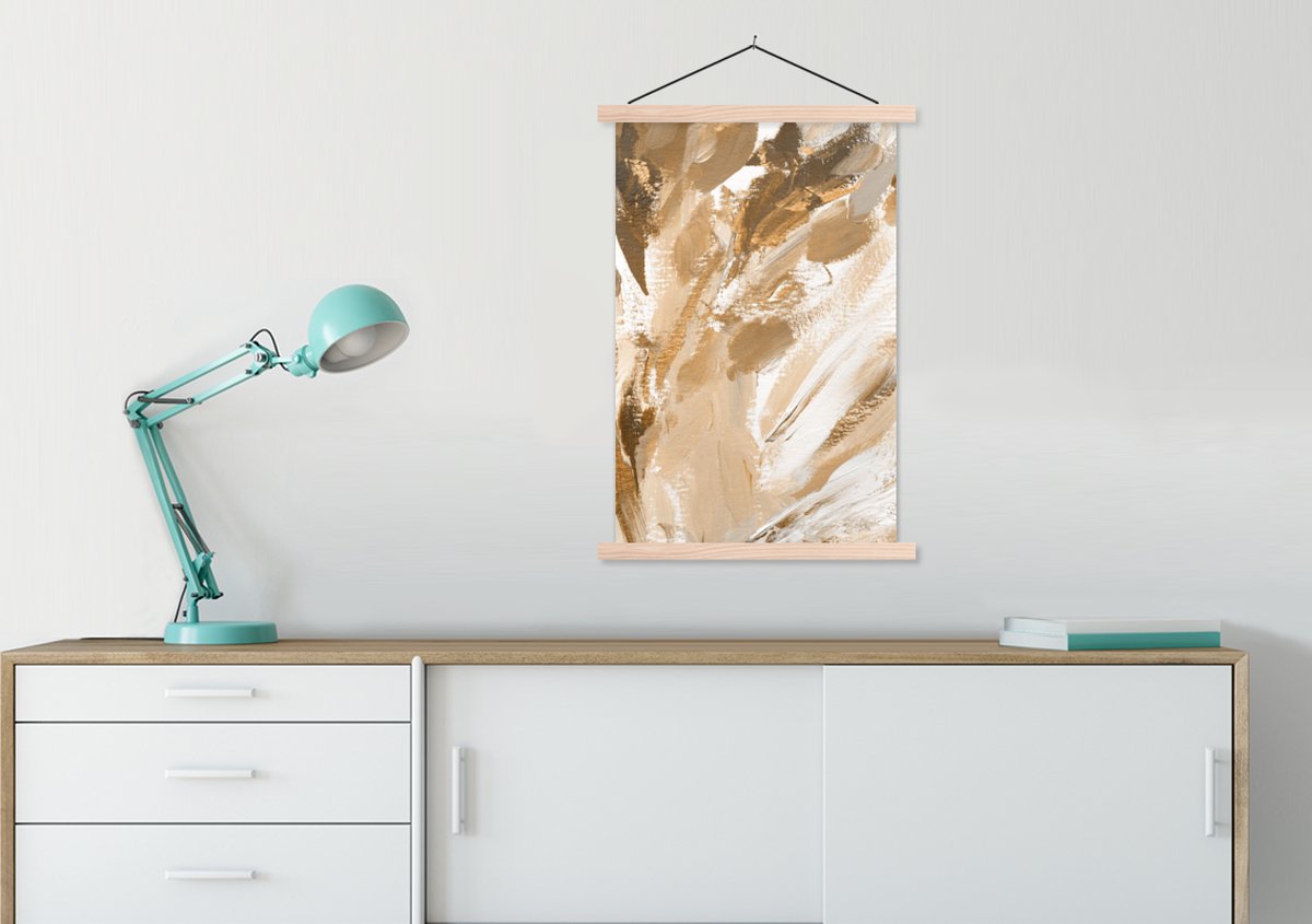 Posterhanger incl. Poster 60x90 cm - Schoolplaat - Verf - Goud - Luxe - Textielposter - Bl