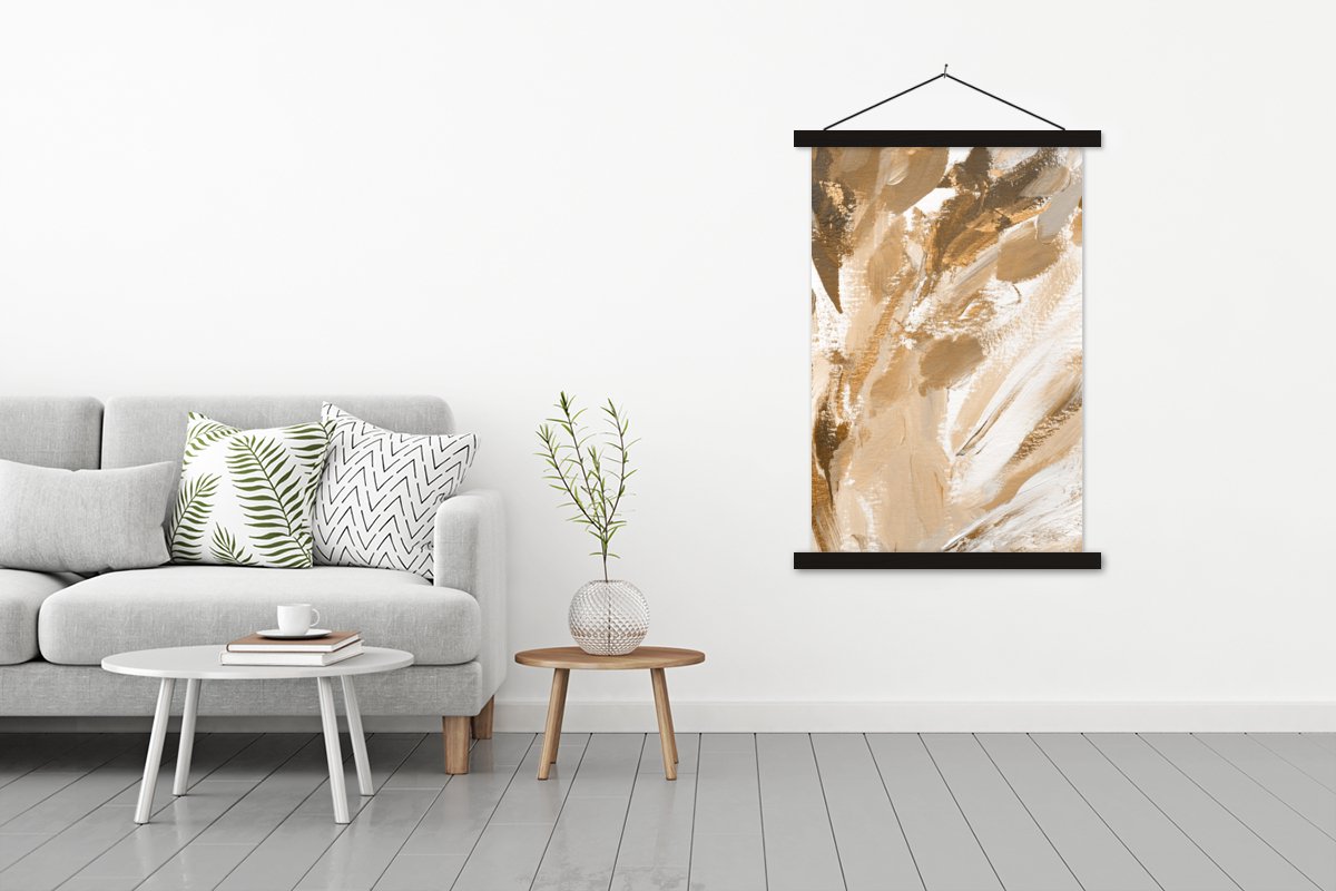 Posterhanger incl. Poster 120x180 cm - Schoolplaat - Verf - Goud - Luxe - Textielposter - 