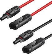 MC4 Solar kabels (2 stuks) - 1 meter - zonnepaneel aansluitkabels - Solar verlengkabel - rood/zwart - 6mm - 2 kabels