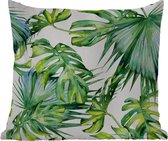 PillowMonkey - Sierkussen - Feuilles tropicales - Feuilles - Vert - Sierkussen d'extérieur - Jardin - 45x45 cm