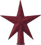 Decoris Mini kerstboom piek - rood - D12 cm - kunststof - kerstpieken kerstversiering