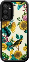 Casimoda® hoesje - Geschikt voor Samsung Galaxy A14 5G - Zonnebloemen / Bloemen - Zwart TPU Backcover - Bloemen - Groen