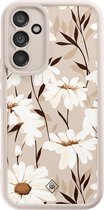 Casimoda® hoesje - Geschikt voor Samsung Galaxy A54 - In Bloom - Zwart TPU Backcover - Planten - Bruin/beige