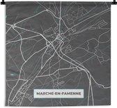Wandkleed - Wanddoek - België – Marche en Famenne – Stadskaart – Kaart – Blauw – Plattegrond - 150x150 cm - Wandtapijt