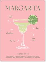 Tuinposter 120x160 cm - Cocktail - Margarita - Roze - Vintage - Tuindecoratie voor buiten - Schutting decoratie - Tuin - Beach bar accessoires - Tuindoek - Buitenposter