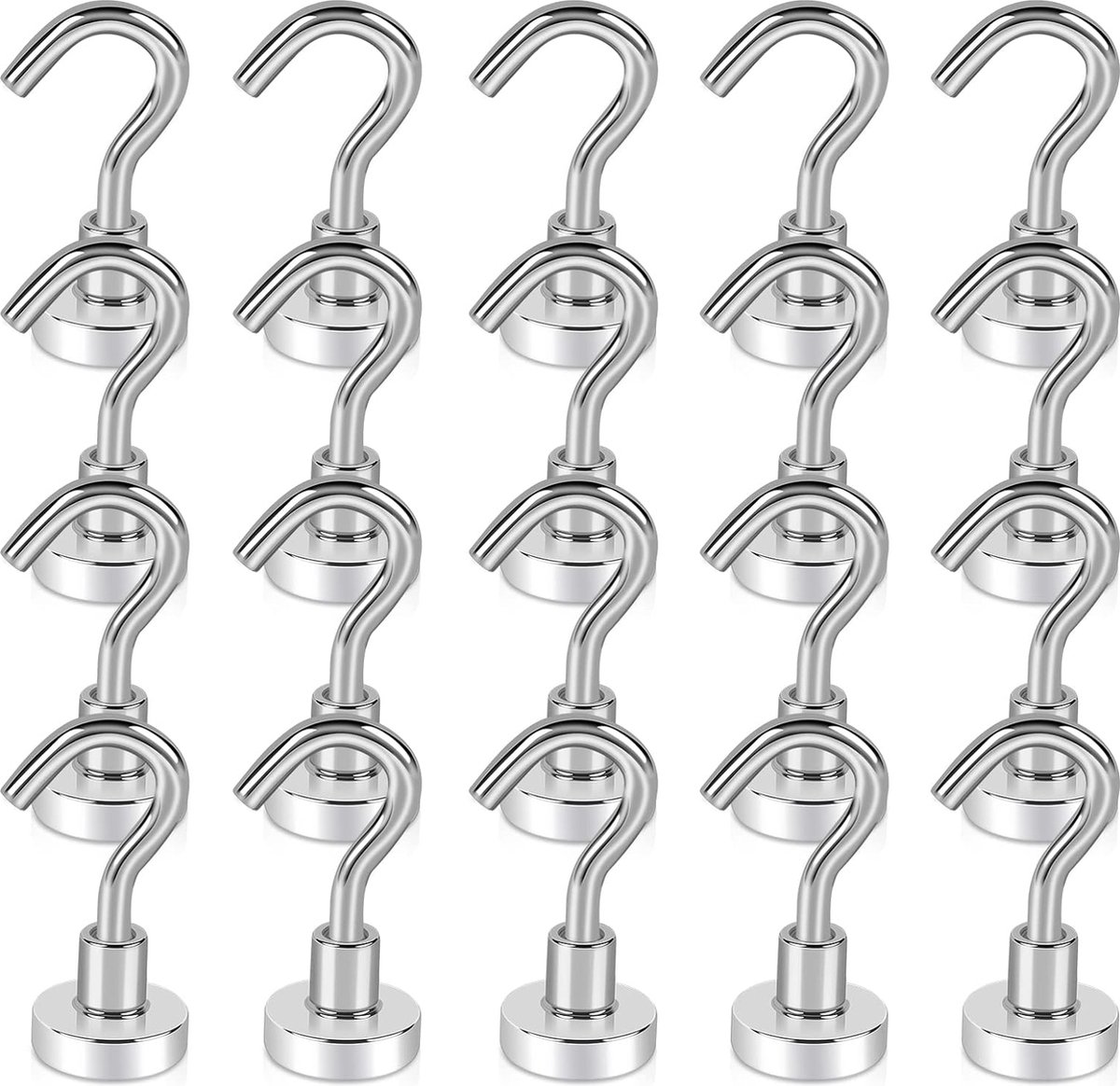 Magneethaken, verpakking van 20 magneethaken, extra sterke neodymium magneethaken, superst