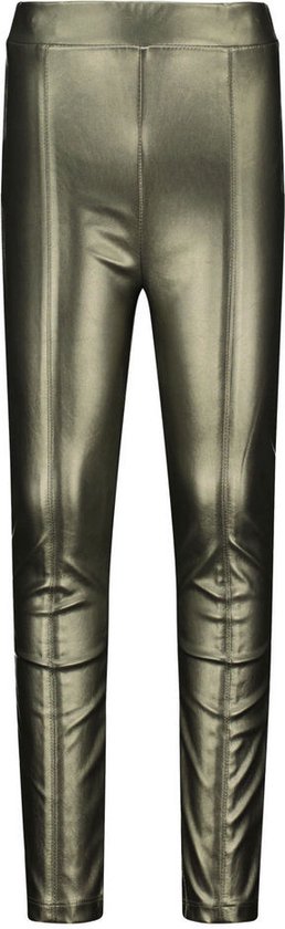 Meisjes skinny broek nep leer - Army metallic