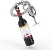 Porte-clés Metalmorphose Bouteille de vin et verre