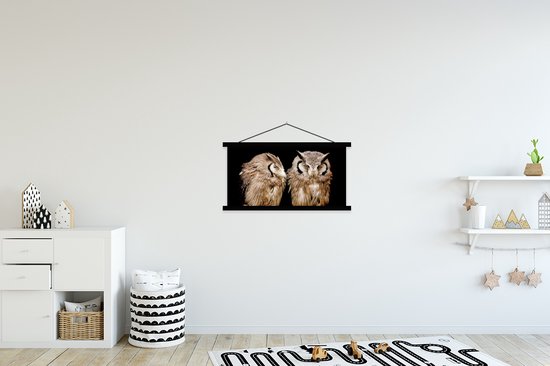 Porte-affiche avec affiche - Affiche scolaire - Hibou - Vogel - Zwart - 90x45 cm - Lattes noires
