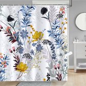 Douchegordijn bloemen bladeren wilde planten douchegordijnen 180 x 180 cm schimmelwerend waterdicht polyester wasbaar badkamergordijn voor badkamer met 12 haken