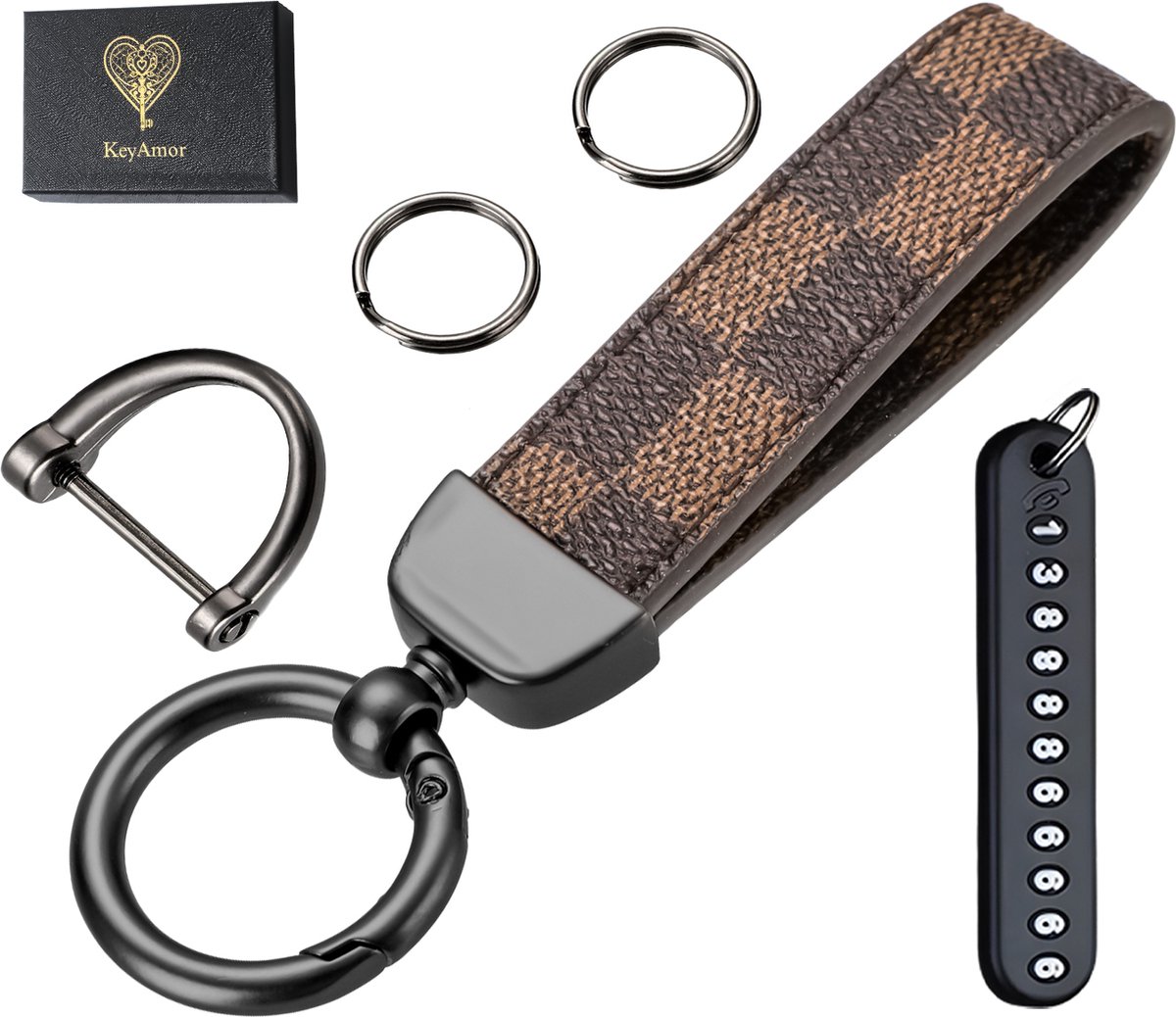 Luxe Leren & Metaal Sleutelhanger voor Volwassenen
