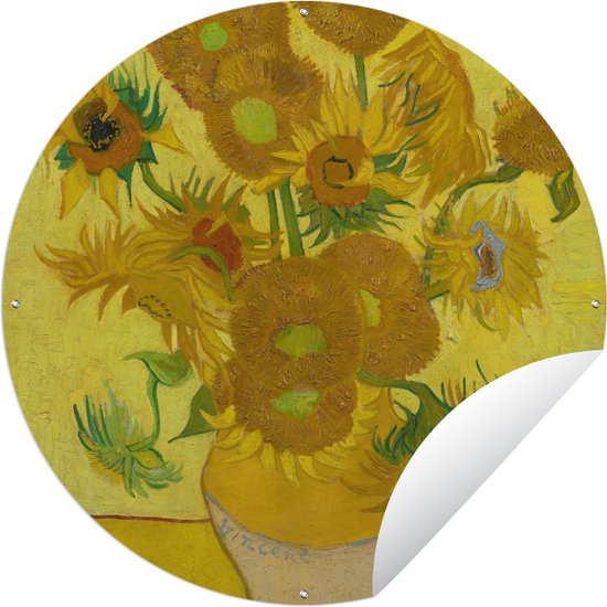 Garden Circle Tournesols - Vincent van Gogh - 90x90 cm - Affiche Ronde de Jardin - Extérieur