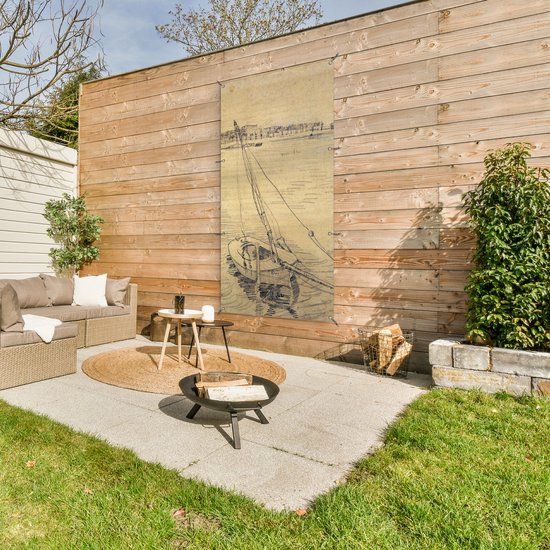 Wanddecoratie buiten Zeilboot op de Seine bij Asnières - Vincent van Gogh - 80x160 cm - Tuindoek - Buitenposter