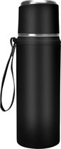 Belle Vous Black Stainless Steel Insulated Flask Bottle - 800ml/27oz Double Walled & Vacuum Insulated Travel Mug with Cup Lid - Reusable Metal BPA-Free/Leakproof Water Bottle for Hot and Cold Drinks