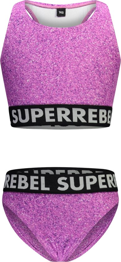 SuperRebel R401-5003 Meisjes Bikini - Glitter violet - Maat 10-140