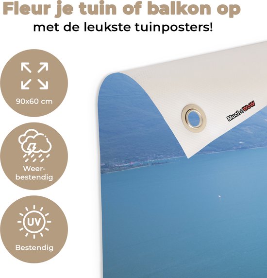 Photo aérienne des rives du lac de Garde affiche de jardin 90x60 cm - Toile de jardin / Toile d'extérieur / Peintures d'extérieur (décoration de jardin)