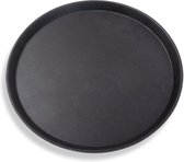 dienblad, 35 x 2 cm, rond, zwart, met antislip coating, hoge rand, kelnerdienblad, serveerdienblad, glasplaat