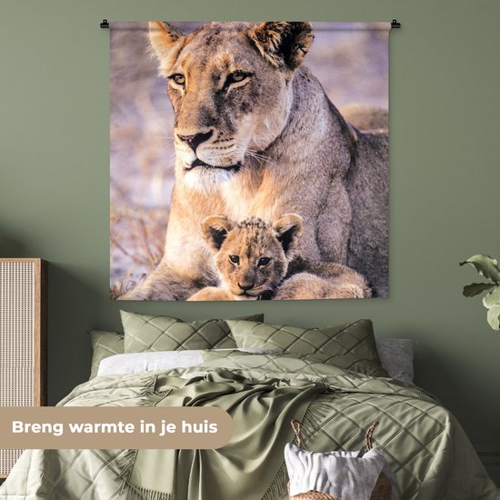 Tapisserie - Tapisserie - Lionne - Lion - Cub - 150x150 cm - Tapisserie