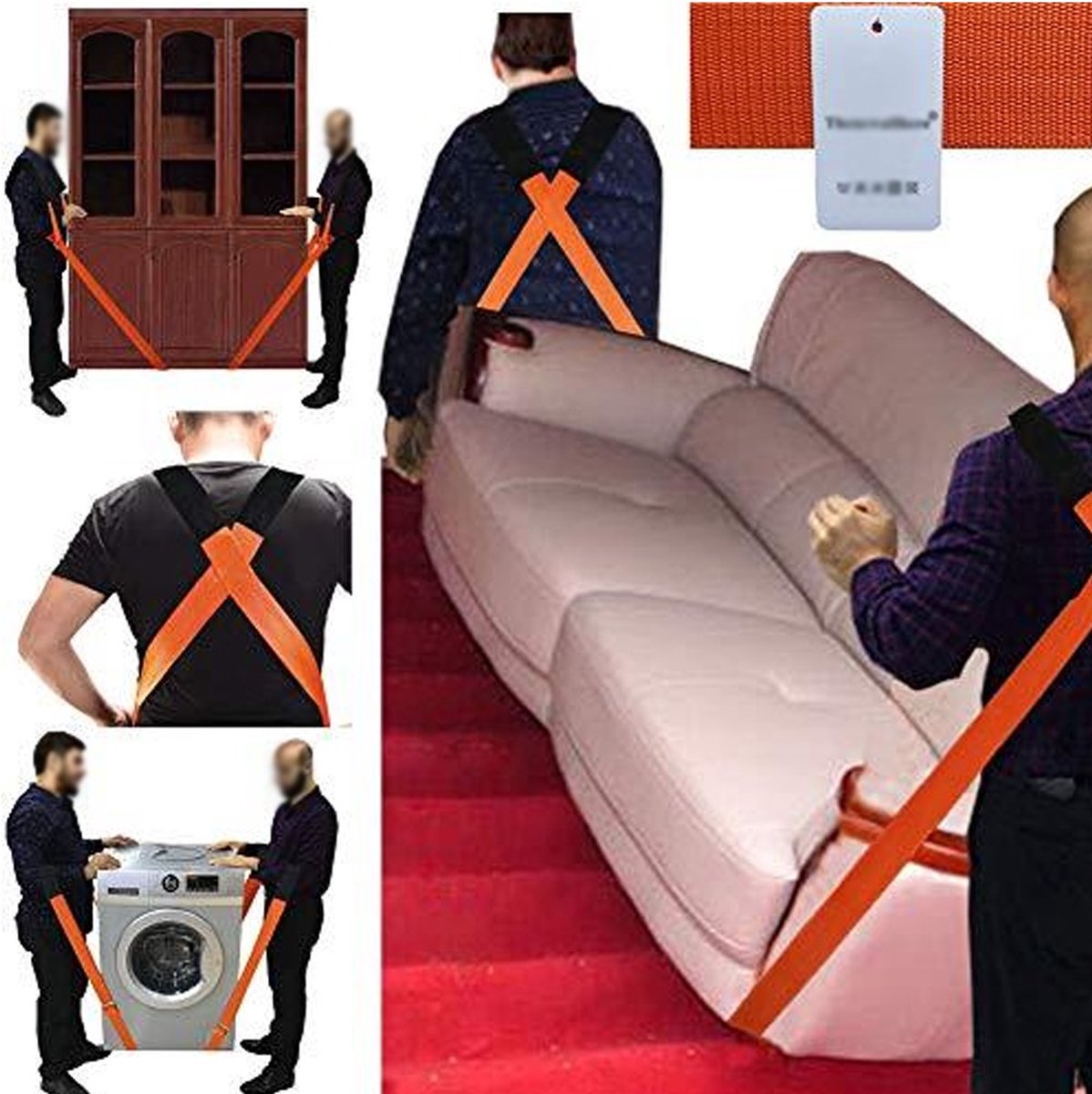 2 Stuks Verhuishulp Tilbanden - Belt voor Verhuizing - Verhuis Harnas met Lifting Straps set - Verhuizen - Draagband - Spanbanden / Tilbanden - LOUZIR