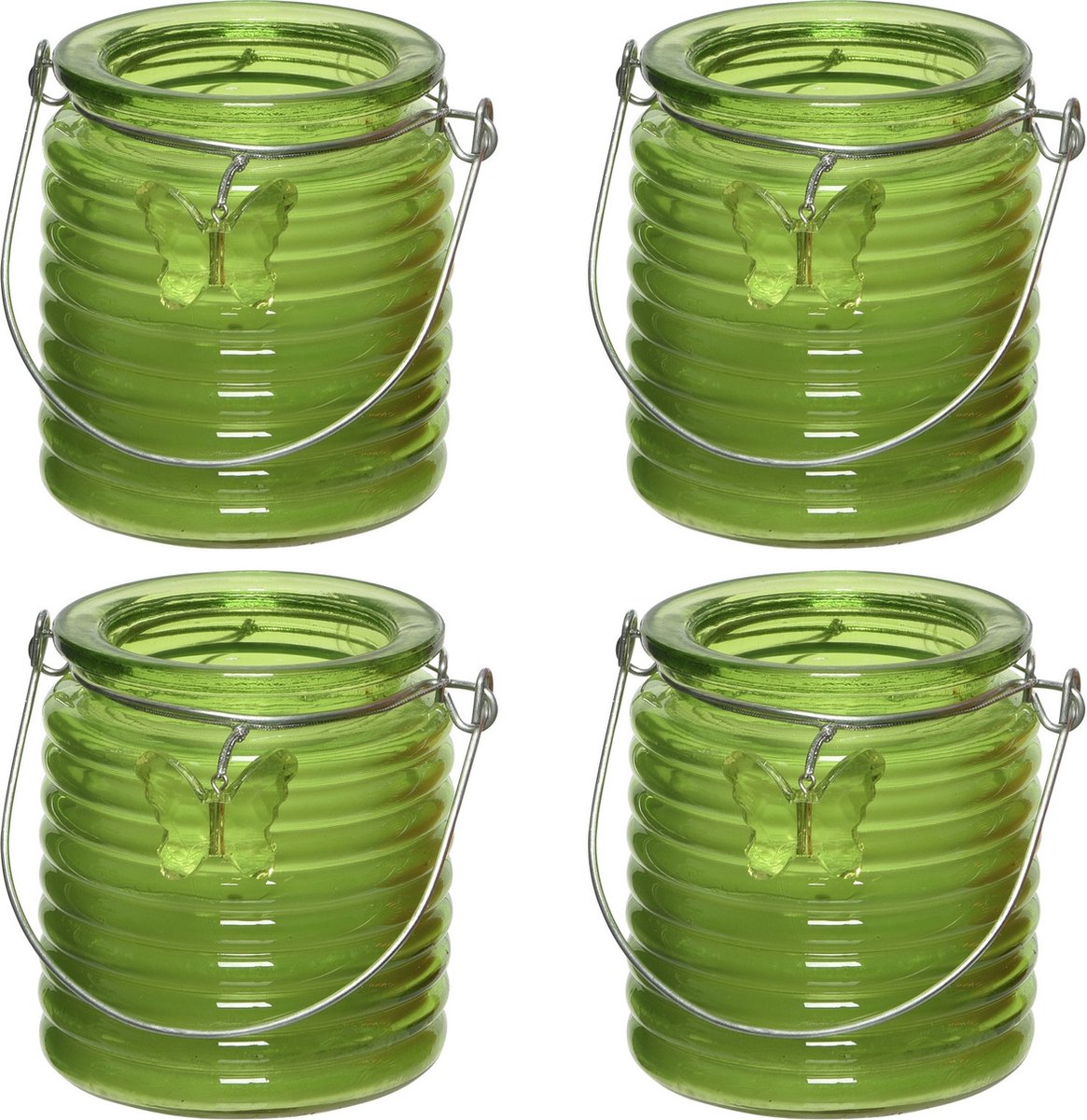 Decoris Citronella kaars - 10x - in windlicht - groen - 20 branduren - citrusgeur