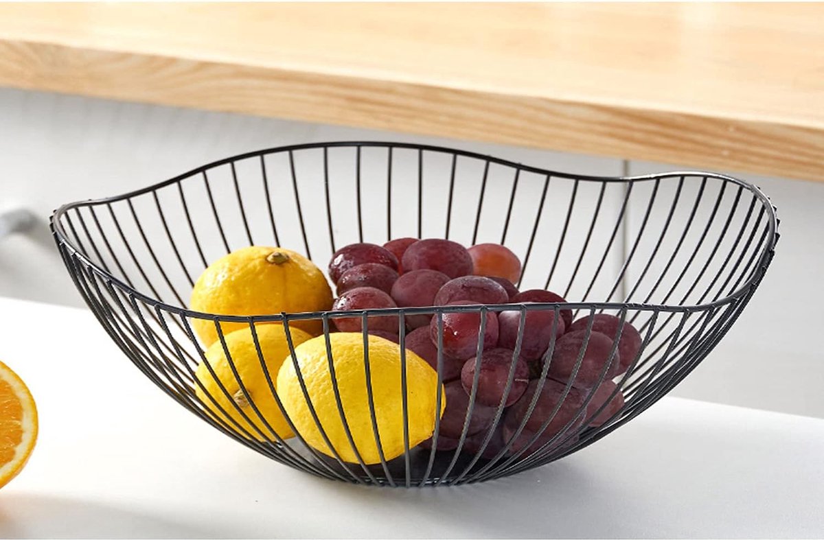 Fruitmand met golfvorm fruitmand van metaal moderne decoratieve fruitschaal snackmand opbergmand voor fruit groenten brood (26 x 26 x 10 cm)