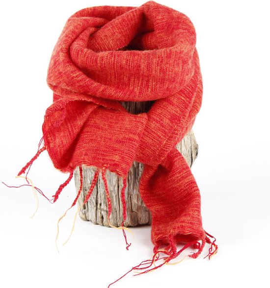 Sjaal 140x30 cm wol-look warm oranje