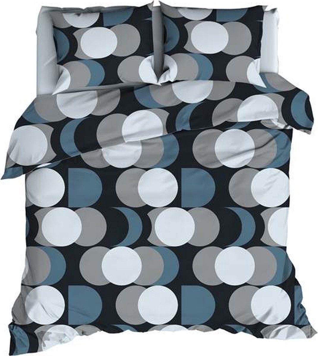 Satin d'Or Artballs Dekbedovertrek - Extra breed - 260x200/220 cm - Blauw/Grijs
