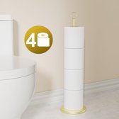 Toiletrolhouderstandaard (met reservefunctie), vrijstaande toiletpapierhouder, roestvrijstalen toiletpapierhouderstandaard voor badkamer en toilet opslag van reserverollen