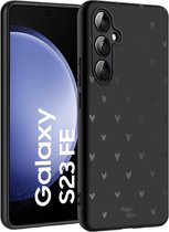 HappyCase Hoesje met leuke Hartjes Zwart Print Geschikt voor Samsung Galaxy S23 FE | Flexibel TPU | Stijlvolle Back Cover