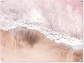 Tuinschilderij Zee - Strand - Roze - Natuur - 80x60 cm - Tuinposter - Tuindoek - Buitenposter