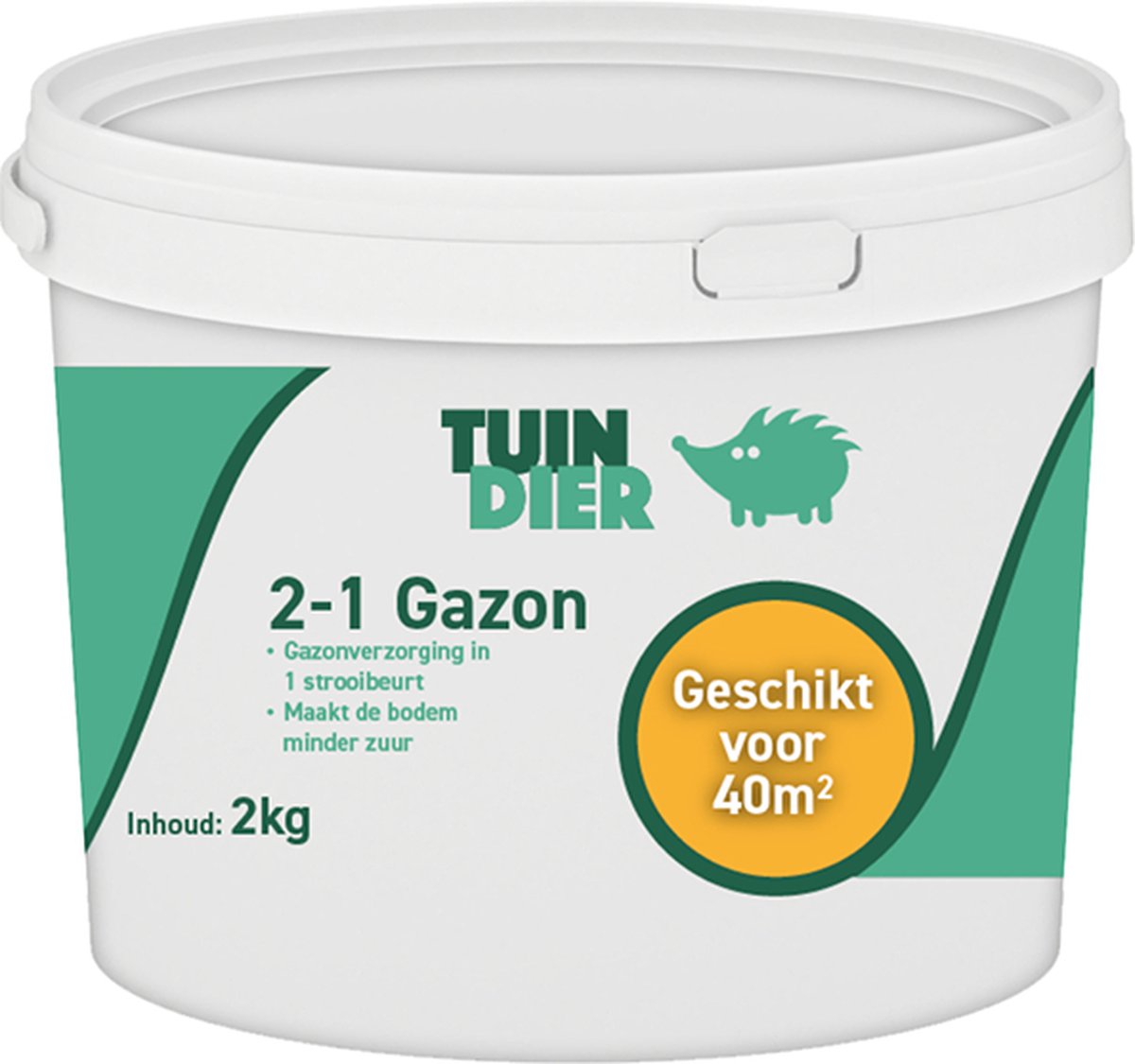 2-1 Gazon | Tuin-Dier | Gazonverzorging in 1 strooibeurt | Mest en kalk | Kalk en mest | Kalk met gazonmest voor het gras | In handige bewaaremmer | 2.000 gram | 2 kilogram