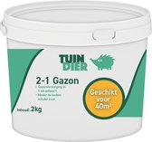 2-1 Gazon | Tuin-Dier | Gazonverzorging in 1 strooibeurt | Kalk met gazonmest voor de grasmat | In handige bewaaremmer | 2.000 gram | 2 kilogram