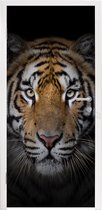 Deursticker Tijger - Wilde dieren - Portret - Zwart - Dieren - 80x205 cm - Deurposter