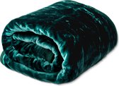 HappyBed Groen | 150x200 - Fleece deken - Heerlijk zacht fleece plaid - Warmte deken - Woon deken - Bankhoes Sprei - deken